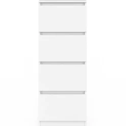 Meuble d'appoint 4 tiroirs 30 cm chiffonnier bois blanc pour entrée salle de bain*IDMarket Outlet