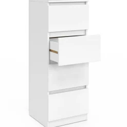 Meuble d'appoint 4 tiroirs 30 cm chiffonnier bois blanc pour entrée salle de bain*IDMarket Outlet