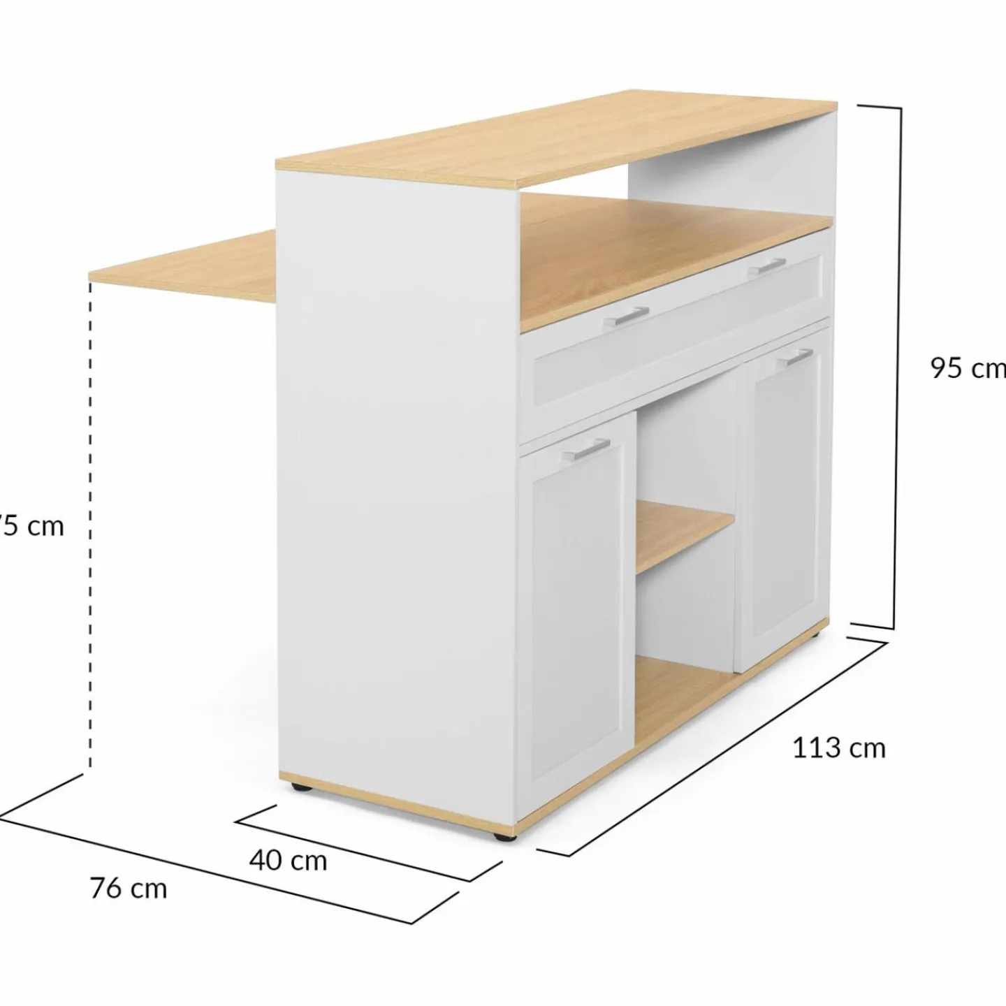 Meuble de bar mange-debout blanc et bois*IDMarket Sale