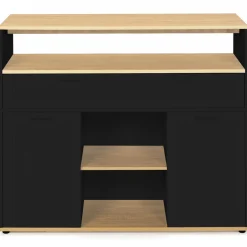 Meuble de bar mange-debout noir et bois*IDMarket New