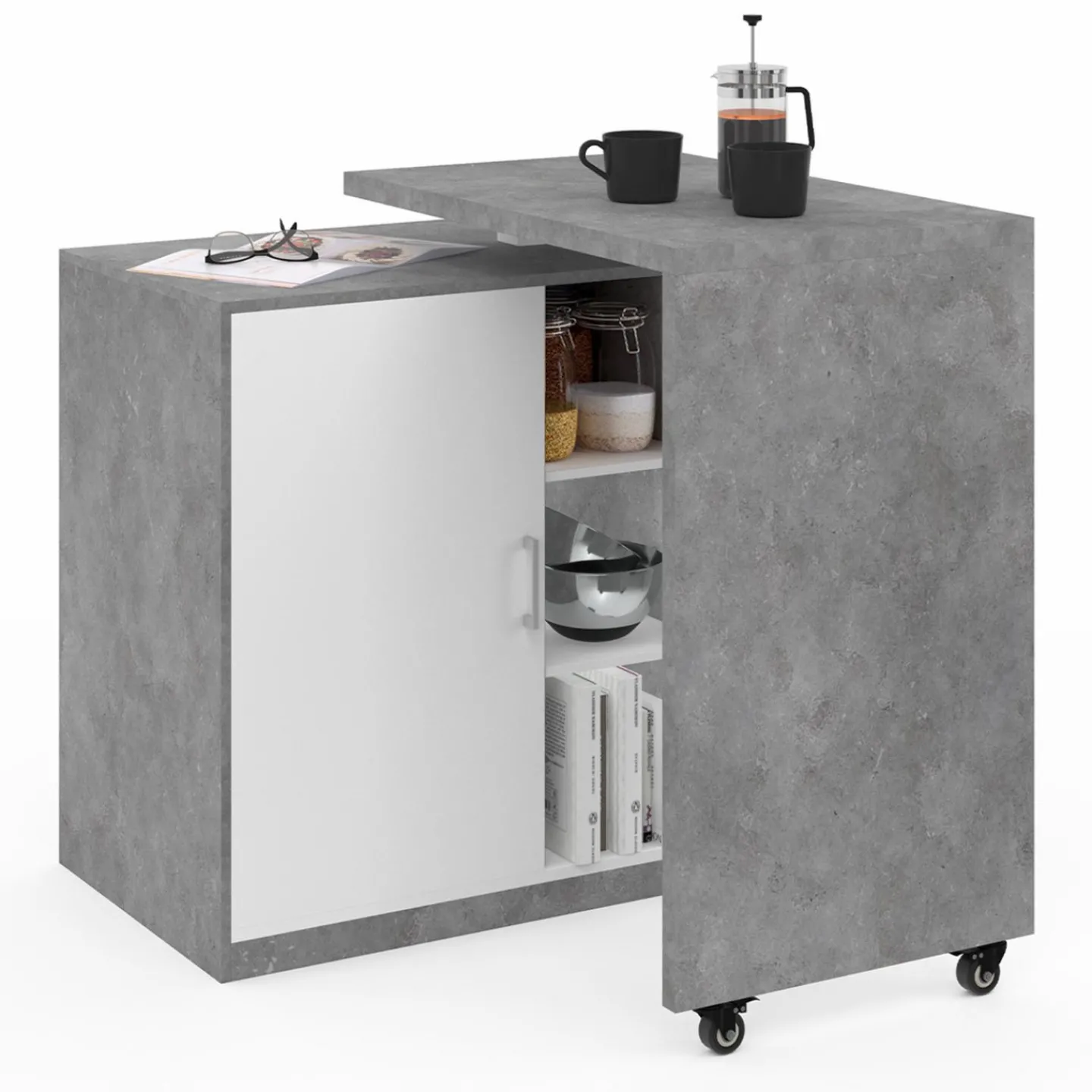 Meuble de bar pivotant imitation béton*IDMarket Hot