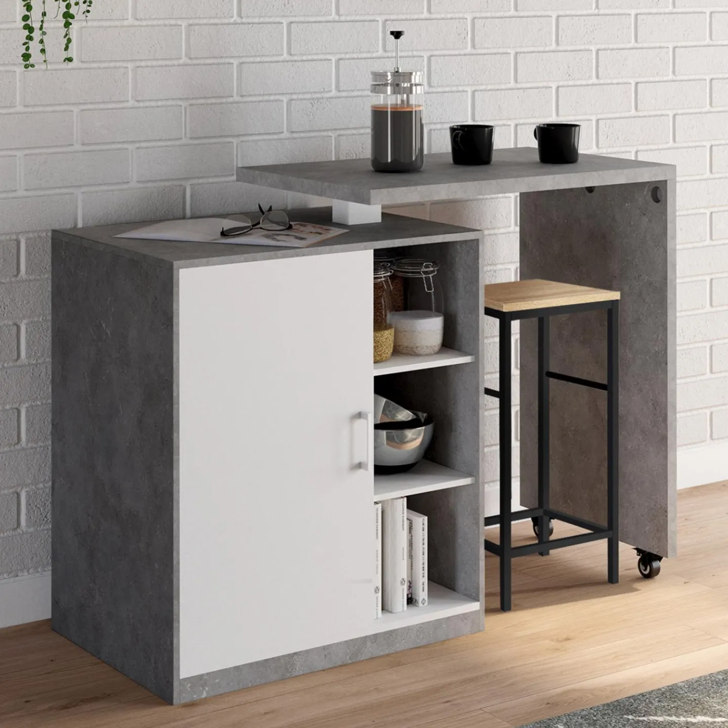 Meuble de bar pivotant imitation béton*IDMarket Hot