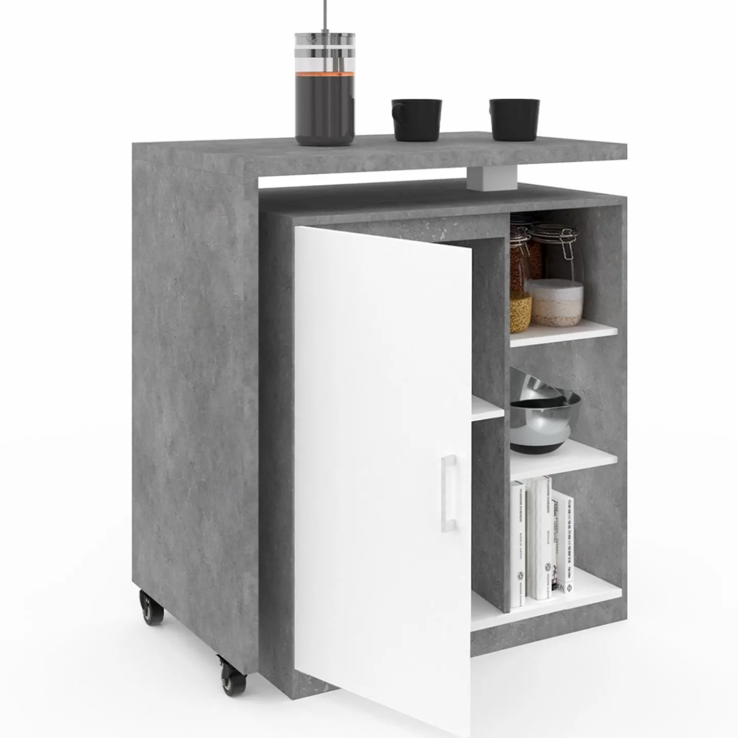 Meuble de bar pivotant imitation béton*IDMarket Hot