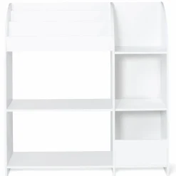 Meuble de rangement blanc pour jouets avec étagère bibliothèque*IDMarket