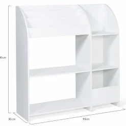 Meuble de rangement blanc pour jouets avec étagère bibliothèque*IDMarket