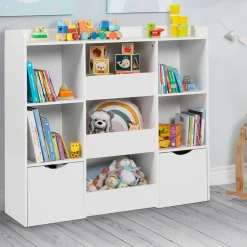 Meuble de rangement blanc pour enfant sur roulettes*IDMarket Discount