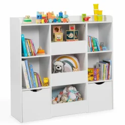 Meuble de rangement blanc pour enfant sur roulettes*IDMarket Discount
