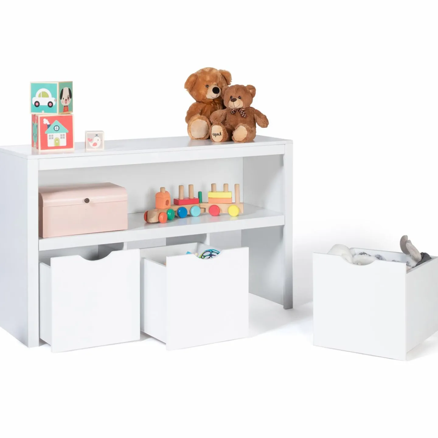 Meuble de rangement pour enfant 3 tiroirs bois blanc*IDMarket Outlet