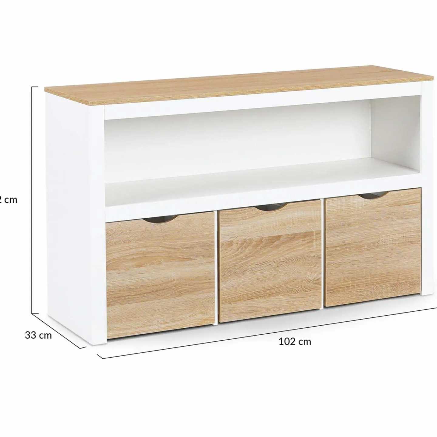 Meuble de rangement pour enfant 3 tiroirs blanc et hêtre*IDMarket Outlet