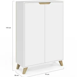Meuble de rangement scandinave blanc avec 2 portes*IDMarket New