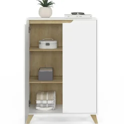 Meuble de rangement scandinave blanc avec 2 portes*IDMarket New