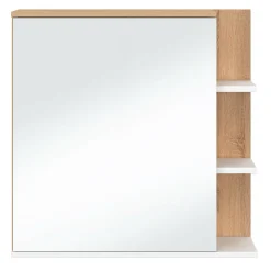 Meuble de rangement suspendu avec miroir et étagères pour salle de bain façon hêtre et blanc*IDMarket Clearance