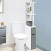 Meuble de toilette blanc et gris avec étagères*IDMarket