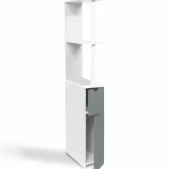 Meuble de toilette blanc et gris avec étagères*IDMarket