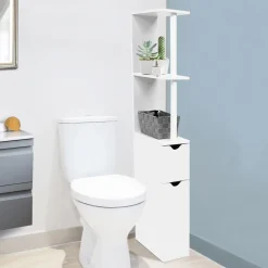 Meuble de toilette blanc avec étagères*IDMarket Online