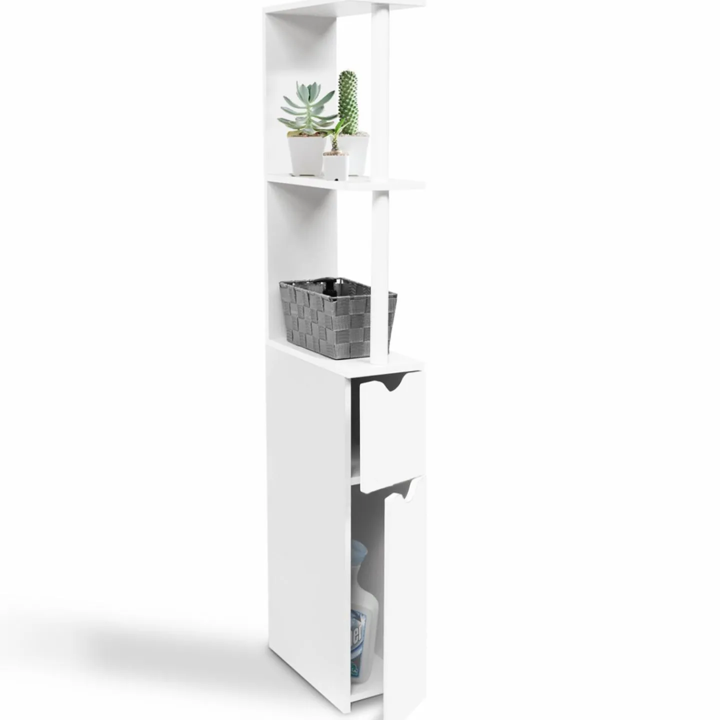 Meuble de toilette blanc avec étagères*IDMarket Online