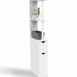 Meuble de toilette blanc avec étagères*IDMarket Online