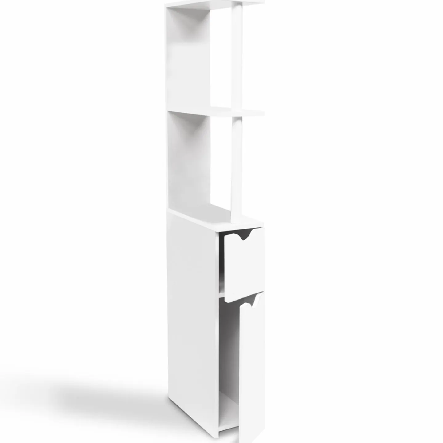 Meuble de toilette blanc avec étagères*IDMarket Online