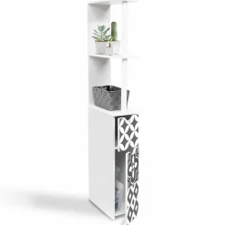 Meuble de toilette blanc et gris motif carreaux de ciment*IDMarket Best