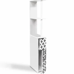 Meuble de toilette blanc et gris motif carreaux de ciment*IDMarket Best