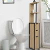 Meuble de toilette industriel bois et métal noir 3 portes avec étagères*IDMarket New