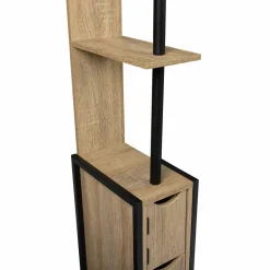 Meuble de toilette industriel bois et métal noir 3 portes avec étagères*IDMarket New