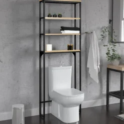 Meuble de toilettes industriel avec étagères*IDMarket