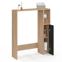 Meuble dessus wc placard hêtre noir*IDMarket New