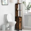 Meuble rangement WC style industriel bois effet vieilli*IDMarket
