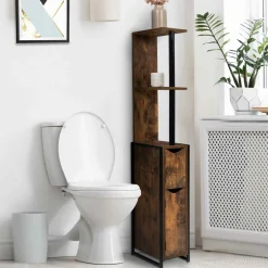 Meuble rangement WC style industriel bois effet vieilli*IDMarket
