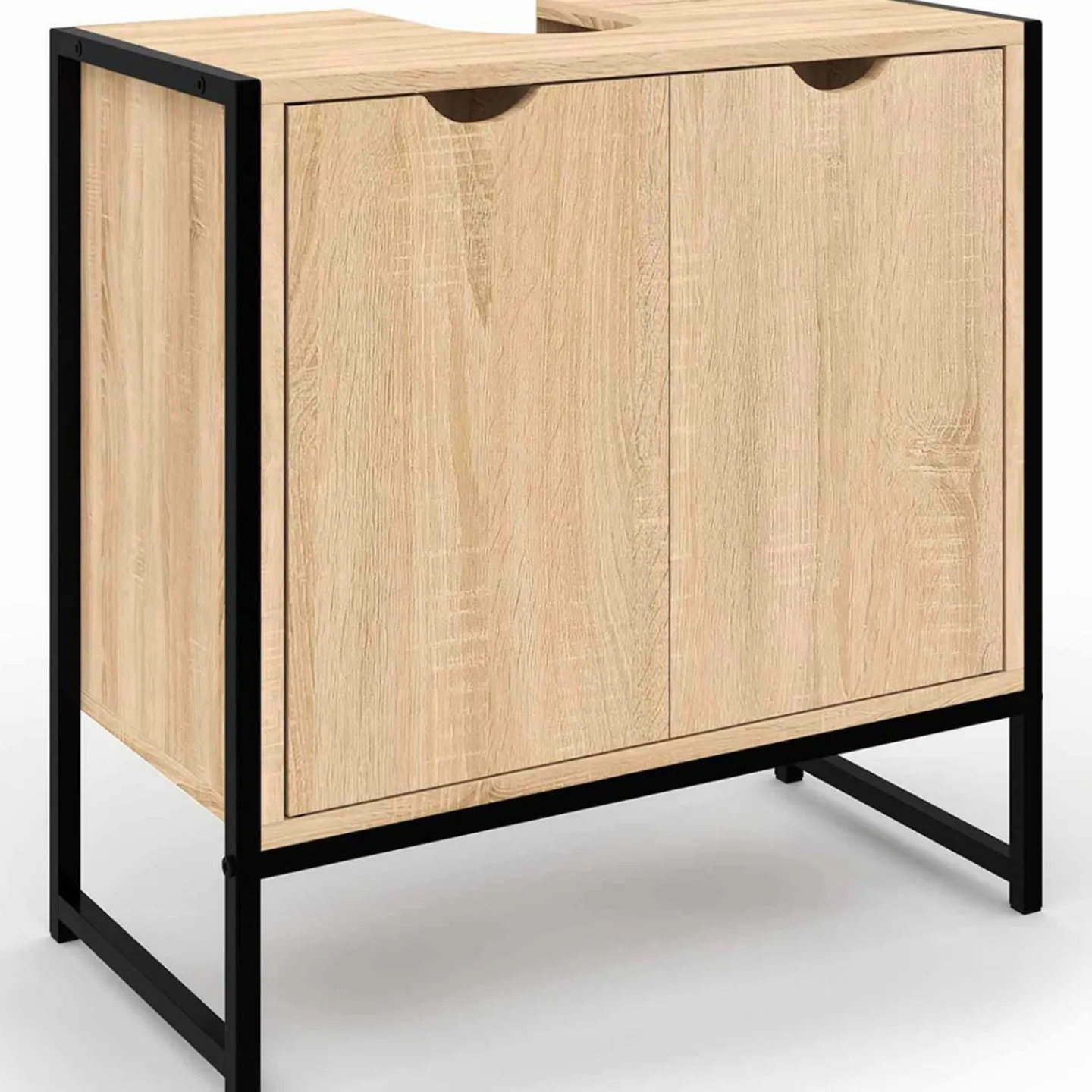 Meuble sous lavabo salle de bain métal et bois*IDMarket