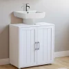 Meuble sous-lavabo en bois blanc*IDMarket Clearance