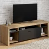 Meuble télé 140 cm bois et placard noir*IDMarket Outlet