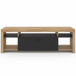 Meuble télé 140 cm bois et placard noir*IDMarket Outlet