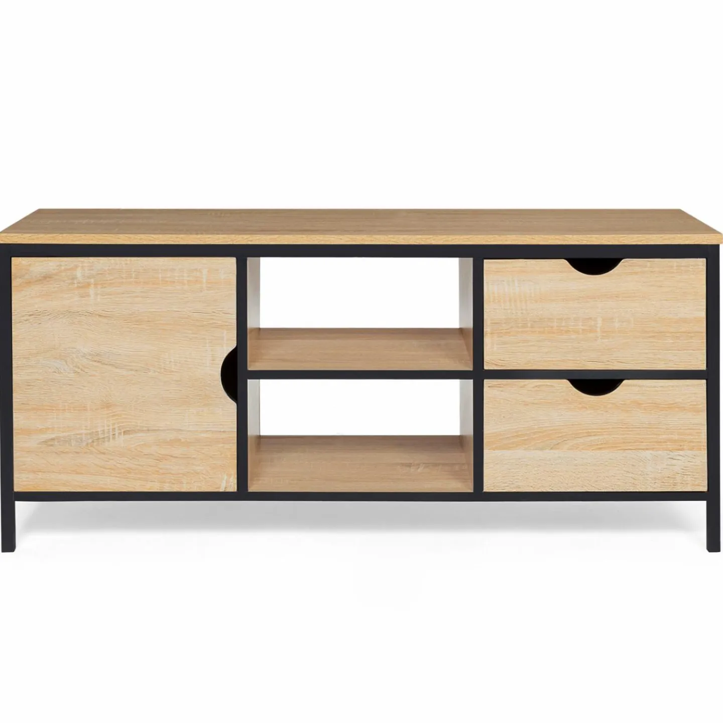 Meuble télé bois et métal avec tiroirs et placard*IDMarket Outlet