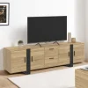Meuble télé bois et noir 4 portes + 2 tiroirs 180 cm*IDMarket Hot