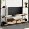 Meuble télé bois métal avec étagères et tiroirs*IDMarket Online