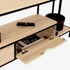 Meuble télé bois métal avec étagères et tiroirs*IDMarket Online