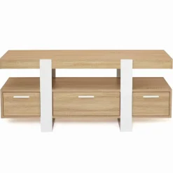 Meuble télé design blanc et bois avec tiroirs*IDMarket Outlet