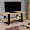 Meuble télé design noir et bois avec double plateau*IDMarket Best