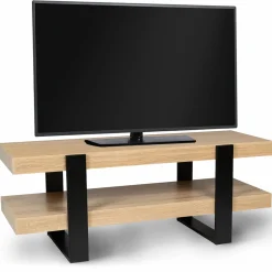 Meuble télé design noir et bois avec double plateau*IDMarket Best