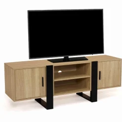Meuble télé design noir et bois avec 2 portes*IDMarket Clearance