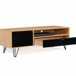 Meuble télé vintage pieds épingles bois et noir*IDMarket Clearance