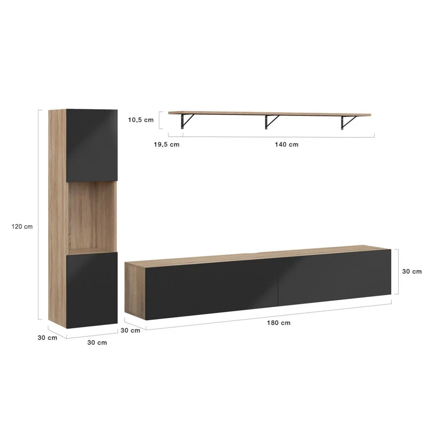 Meuble TV 180 cm avec colonne et étagère*IDMarket Hot