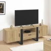 Meuble TV 160 cm bois et noir 3 portes*IDMarket Clearance