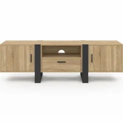 Meuble TV 160 cm bois et noir 3 portes*IDMarket Clearance