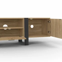 Meuble TV 160 cm bois et noir 3 portes*IDMarket Clearance