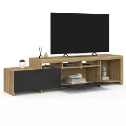 Meuble tv 180 cm bois placards noirs*IDMarket Outlet