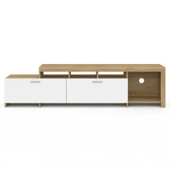 Meuble tv 180 cm bois placards blancs*IDMarket Sale