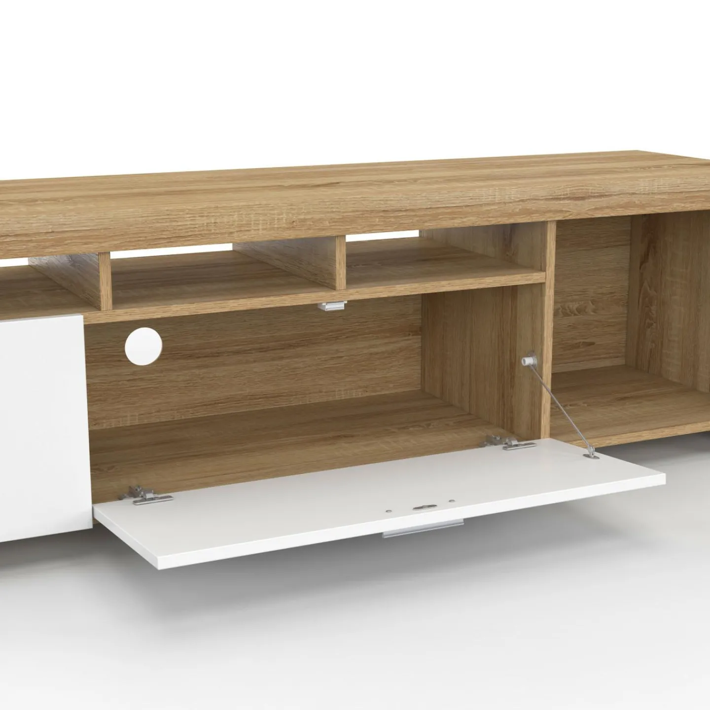 Meuble tv 180 cm bois placards blancs*IDMarket Sale